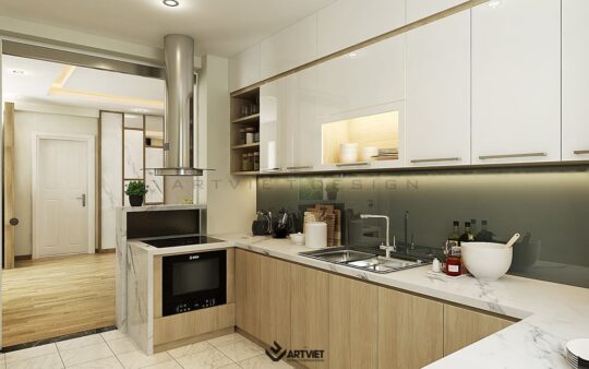 Nội thất chung cư 120m2 phong cách hiện đại - bếp - 2