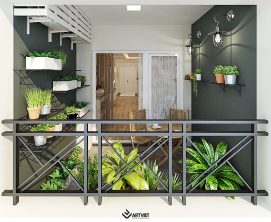 Nội thất chung cư 120m2 phong cách hiện đại - logia - 1