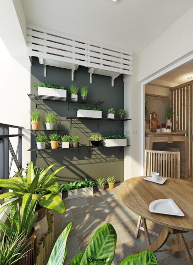 Nội thất chung cư 120m2 phong cách hiện đại - logia - 2