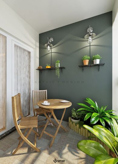 Nội thất chung cư 120m2 phong cách hiện đại - logia - 3