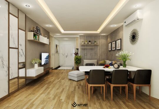 Nội thất chung cư 120m2 phong cách hiện đại - phòng khách - 2