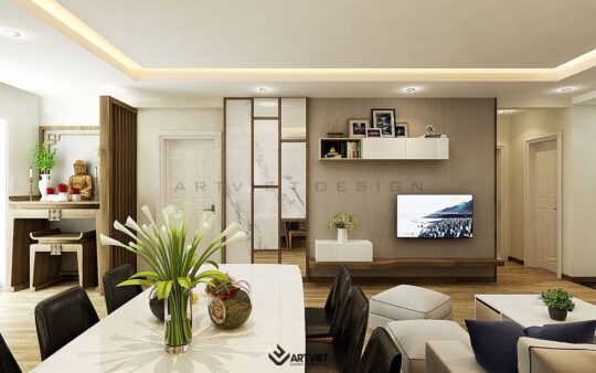 Nội thất chung cư 120m2 phong cách hiện đại - phòng khách - 3