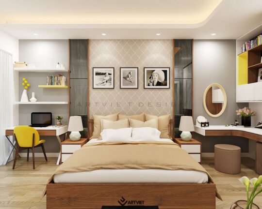 Nội thất chung cư 120m2 phong cách hiện đại - phòng ngủ 1 - 2