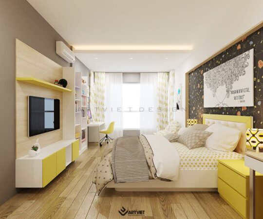 Nội thất chung cư 120m2 phong cách hiện đại - phòng ngủ 2 - 1