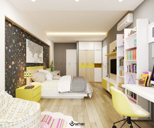 Nội thất chung cư 120m2 phong cách hiện đại - phòng ngủ 2 - 3