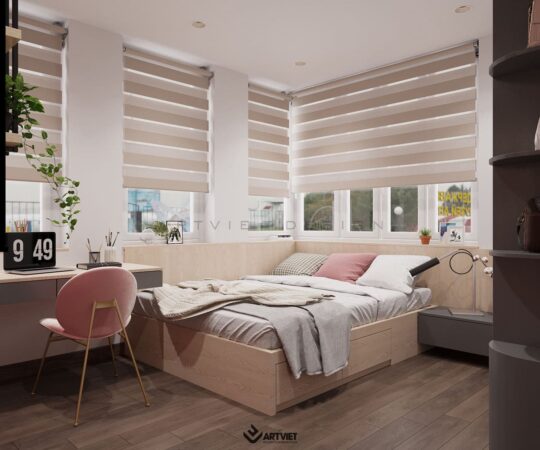 Thiết kế nội thất nhà ở Khương Đình - phòng ngủ con gái - 4