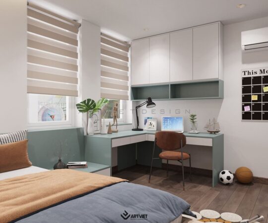 Thiết kế nội thất nhà ở Khương Đình - phòng ngủ con trai - 1