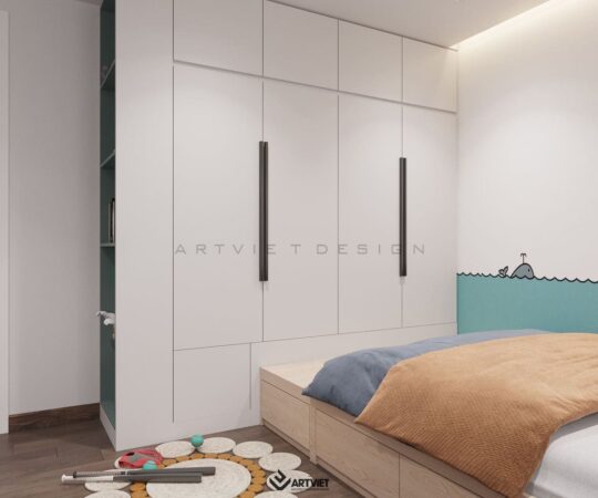 Thiết kế nội thất nhà ở Khương Đình - phòng ngủ con trai - 2