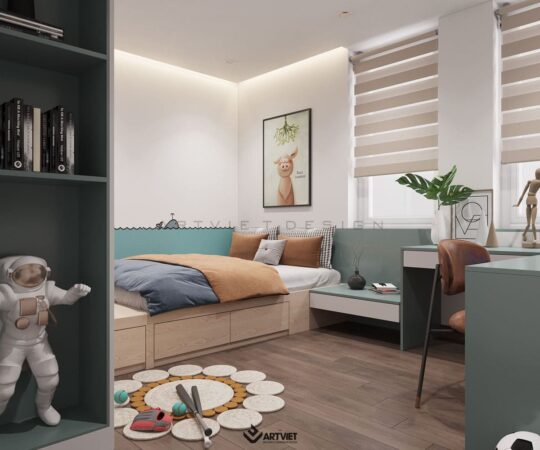 Thiết kế nội thất nhà ở Khương Đình - phòng ngủ con trai - 3
