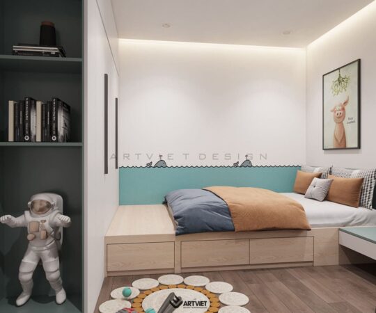 Thiết kế nội thất nhà ở Khương Đình - phòng ngủ con trai - 4