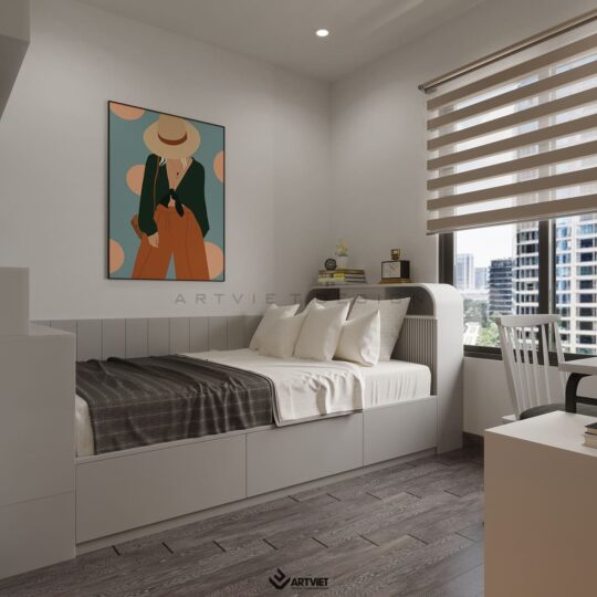 Thiết kế nội thất nhà Sơn Tây - phòng ngủ con gái - 2