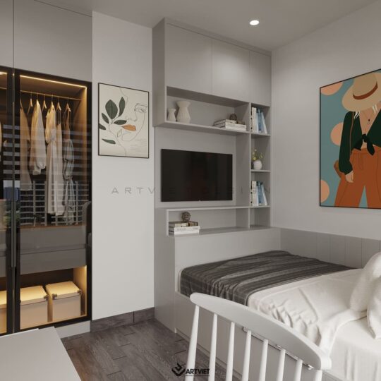 Thiết kế nội thất nhà Sơn Tây - phòng ngủ con gái - 3