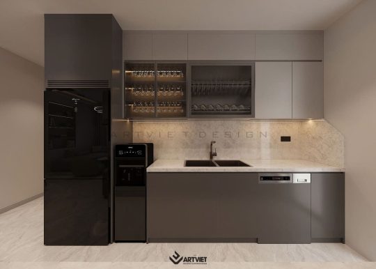 Thiết kế nội thất chung cư Khai Sơn - Thượng Thanh, Long Biên - bếp (1)