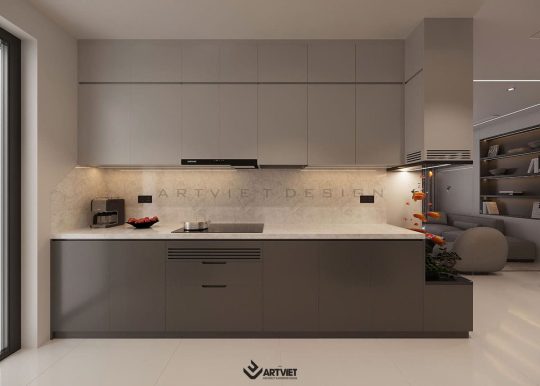 Thiết kế nội thất chung cư Khai Sơn - Thượng Thanh, Long Biên - bếp (2)