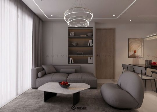 Thiết kế nội thất chung cư Khai Sơn - Thượng Thanh, Long Biên - Phòng khách (3)