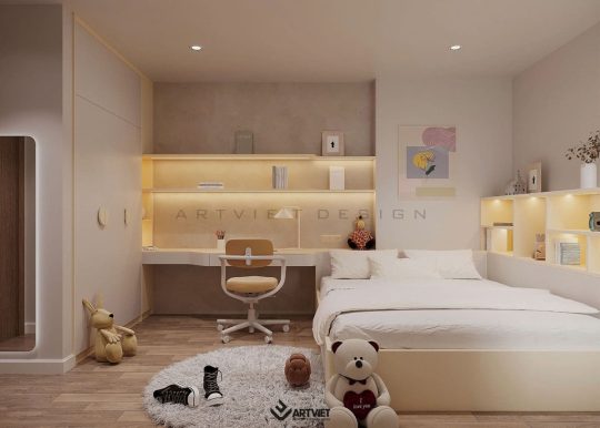 Thiết kế nội thất chung cư Khai Sơn - Thượng Thanh, Long Biên - phòng ngủ con 1 (3)