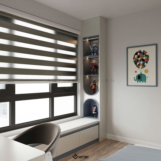 Thiết kế nội thất chung cư Khai Sơn - Thượng Thanh, Long Biên - phòng ngủ con 2 (3)