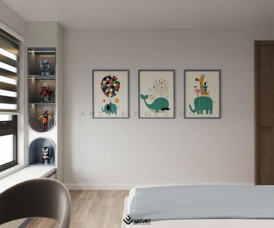 Thiết kế nội thất chung cư Khai Sơn - Thượng Thanh, Long Biên - phòng ngủ con 2 (4)