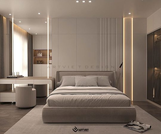 Thiết kế nội thất chung cư Khai Sơn - Thượng Thanh, Long Biên - phòng ngủ master (1)