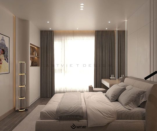 Thiết kế nội thất chung cư Khai Sơn - Thượng Thanh, Long Biên - phòng ngủ master (4)