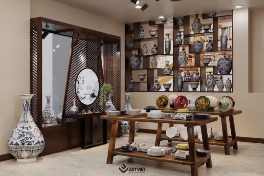 Thiết kế nội thất cửa hàng gốm sứ Hoà Lan - Bát Tràng (14)