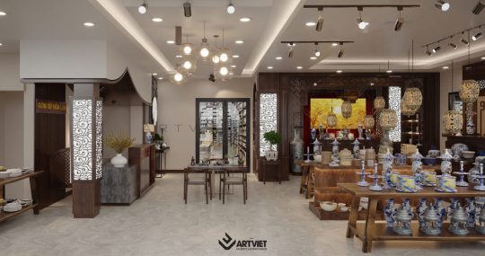Thiết kế nội thất cửa hàng gốm sứ Hoà Lan - Bát Tràng (16)