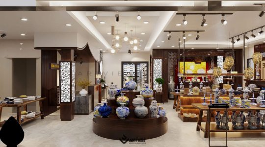 Thiết kế nội thất cửa hàng gốm sứ Hoà Lan - Bát Tràng (3)