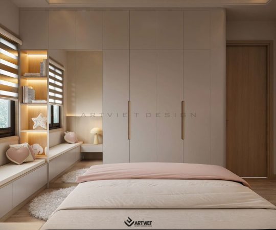 Thiết kế nội thất nhà ở Sóc Sơn - phòng ngủ 1 (1)