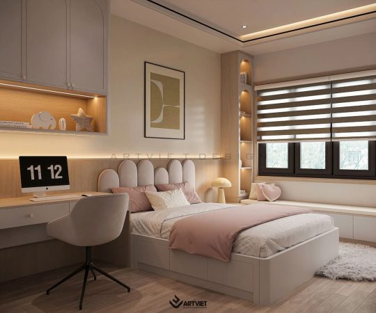 Thiết kế nội thất nhà ở Sóc Sơn - phòng ngủ 1 (2)
