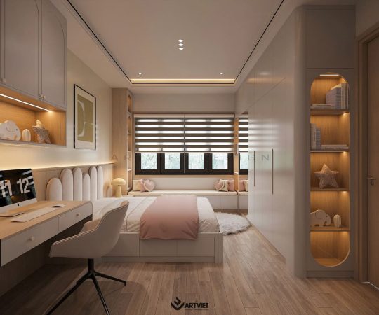 Thiết kế nội thất nhà ở Sóc Sơn - phòng ngủ 1 (3)