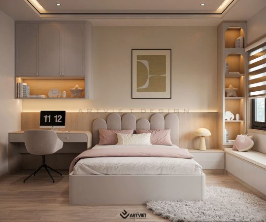 Thiết kế nội thất nhà ở Sóc Sơn - phòng ngủ 1 (5)