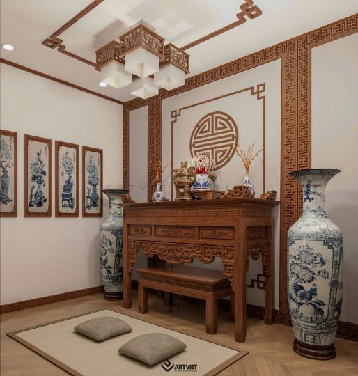 Thiết kế nội thất nhà ở Sóc Sơn - phòng thờ 2