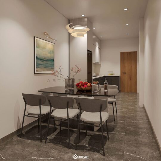 Thiết kế nội thất nhà ở – Xóm 6 Giang Cao, Bát Tràng - phòng khách bếp - 3