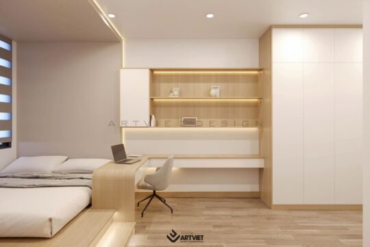 Thiết kế nội thất nhà ở – Xóm 6 Giang Cao, Bát Tràng - phòng ngủ em gái - 3