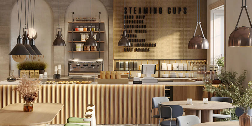 Thiết kế nội thất cửa hàng cafe