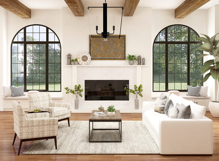 Phòng khách phong cách Farmhouse