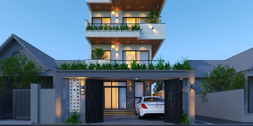 Thiết kế kiến trúc biệt thự Tình Quang - Long Biên