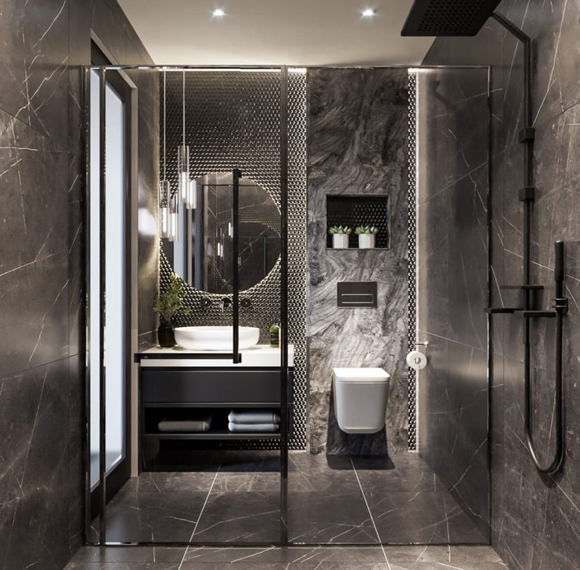 Vật liệu cao cấp thiết kế nhà tắm