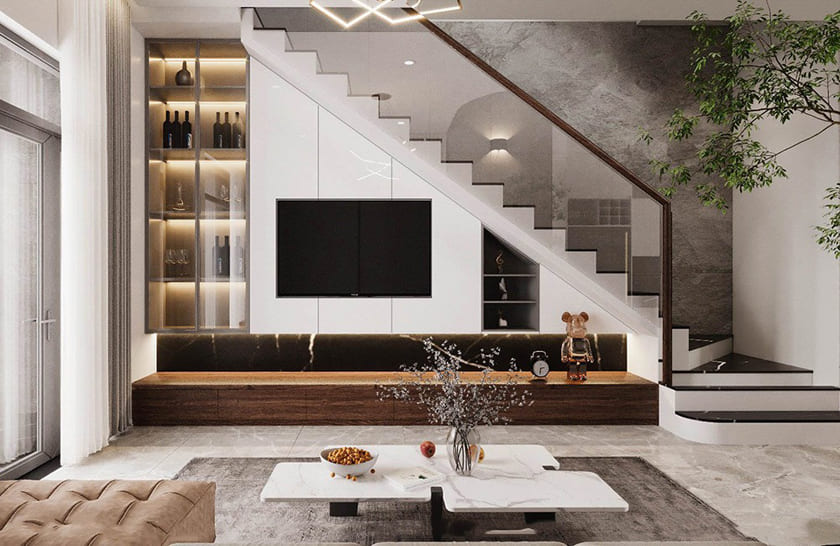 Cầu thang kết hợp tủ lưu trữ